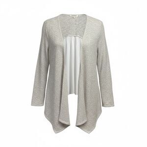 Living Doll Textured Pointelle Knit White/Beige Cardigan Women’s S
